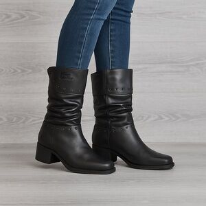 Harley-Davidson  Womens Slouch Soft Leather Zip-up Studded Moto Boots Size 8 1/2